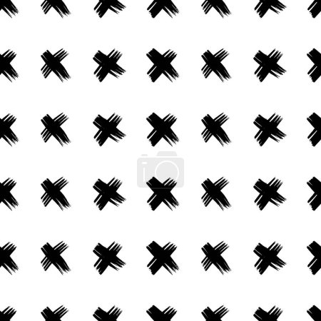 Patrón sin costura con símbolos cruzados dibujados a mano. Boceto negro símbolo de cruz sobre fondo blanco. Ilustración vectorial