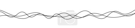 Thin curved wavy lines. Three black wavy lines on white background. Vector illustration