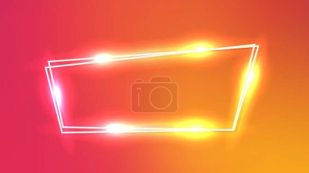 Ilustración de Marco doble de neón con efectos brillantes sobre fondo naranja. Fondo tecno brillante vacío. Ilustración vectorial - Imagen libre de derechos