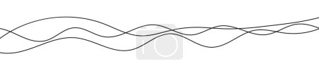 Illustration for Thin curved wavy lines. Three black wavy lines on white background. Vector illustration - Royalty Free Image