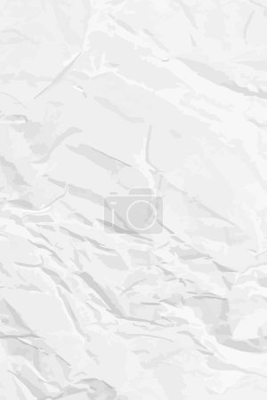 Illustration for White clean crumpled paper background. Vertical crumpled empty paper template for posters and banners. Vector illustration - Royalty Free Image