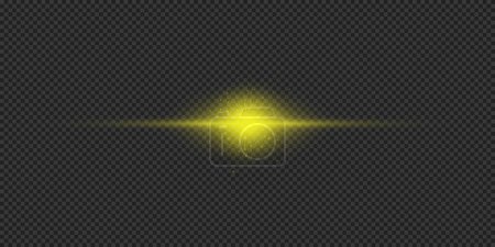 Ilustración de Efecto luminoso de las bengalas. Efecto Starburst claro brillante horizontal amarillo con destellos sobre un fondo gris transparente. Ilustración vectorial - Imagen libre de derechos