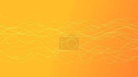 Abstract gradient background with wave beams. Abstract yellow gradient background with motion blurred white curves. Header banner. Bright abstract presentation backdrop. Vector illustration