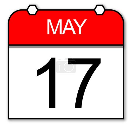 May 17th: Red and white daily calendar in classic style.