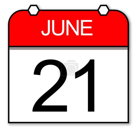 Tag 21. Juni, Vektorabbildung eines Kalenderblattes.