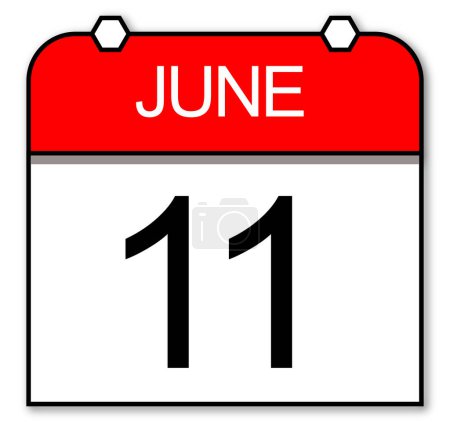 11 de junio. Simple vector calendario diario.