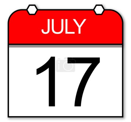 Calendario cuadrado diario para el 17 de julio.