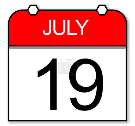 19 de julio, vector de ícono de calendario diario. Diseño de ilustración.