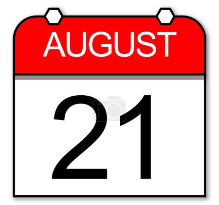 August 21st - Calendar Flat Icon. Vector Illustration