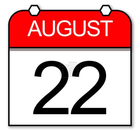 22. August flaches Kalendersymbol. Nationaler Tag der Zahnfee.