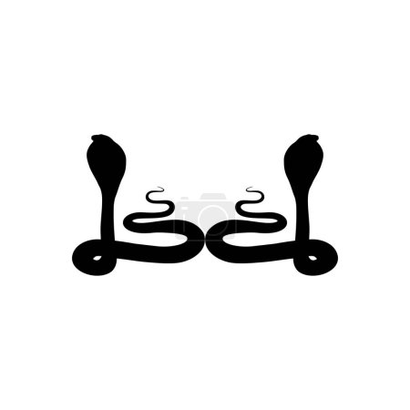 Illustration for Silhouette of the Pair of the Cobra Snake for Logo, Pictogram, Website or Graphic Design Element. Vector Illustration - Royalty Free Image