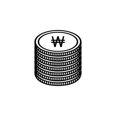 Ilustración de Corea Moneda Icono Símbolo, Ganado, KRW signo. Ilustración vectorial - Imagen libre de derechos