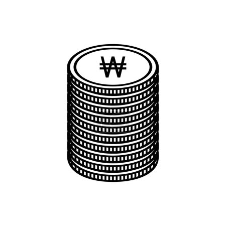 Téléchargez les illustrations : Icône de monnaie de Corée Symbole, Won, signe KRW. Illustration vectorielle - en licence libre de droit
