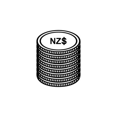 Téléchargez les illustrations : Nouvelle-Zélande Icône de monnaie Symbole. Dollar néo-zélandais, NZD Sign. Illustration vectorielle - en licence libre de droit