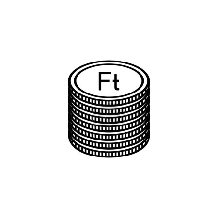 Ilustración de Hungría Moneda Icono Símbolo. Florín húngaro, Signo HUF. Ilustración vectorial - Imagen libre de derechos