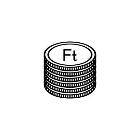Ilustración de Hungría Moneda Icono Símbolo. Florín húngaro, Signo HUF. Ilustración vectorial - Imagen libre de derechos