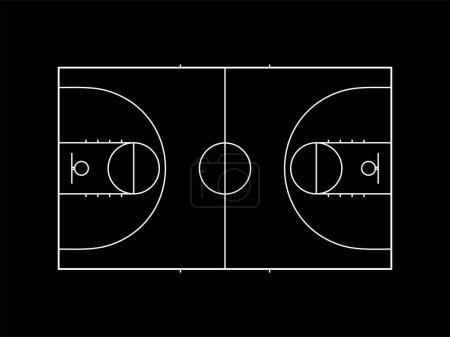 Panneau de terrain de basket-ball pour site Web, applications, illustration d'art, pictogramme ou élément de conception graphique. Illustration vectorielle