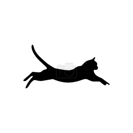 Jumping Cat Silhouette Illustration for Logo or Graphic Design Element. Vector Illustration