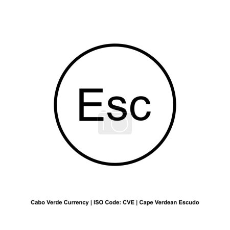 Ilustración de Republic of Cape Verde also called Cabo Verde Currency Symbol, Cape Verdean Escudo Icon, CVE Sign. Vector Illustration - Imagen libre de derechos