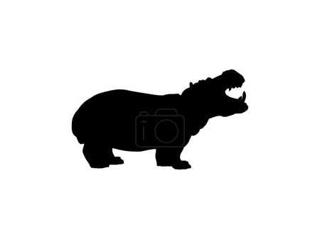 Illustration for Hippopotamus Silhouette for Logo, Art Illustration, Icon, Symbol, Pictogram or Graphic Design Element. Vector Illustration - Royalty Free Image