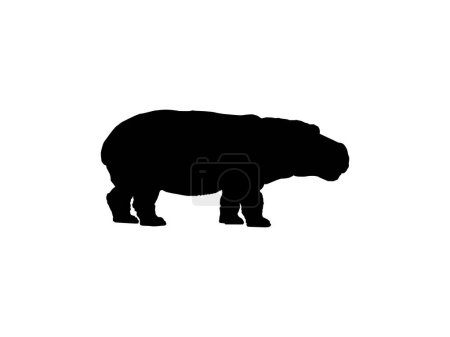 Illustration for Hippopotamus Silhouette for Logo, Art Illustration, Icon, Symbol, Pictogram or Graphic Design Element. Vector Illustration - Royalty Free Image