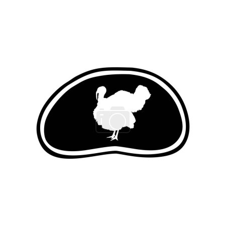 Illustration for Turkey Silhouette in the Meat Shape for Logo,Label, Mark, Tag, Pictogram or Graphic Design Element. The Turkey is a large bird in the genus Meleagris. Vector Illustration - Royalty Free Image