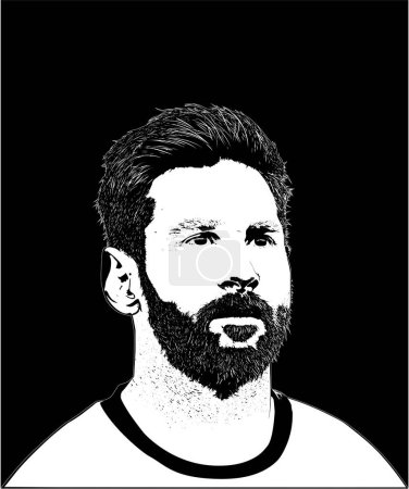 Illustration for Yogyakarta, Indonesia, 09 April 2023. Lionel Andrs Messi, also known as Leo Messi or Lionel Messi Line Art Silhouette. Vector Illustration - Royalty Free Image
