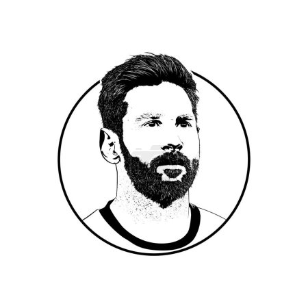 Illustration for Yogyakarta, Indonesia, 09 April 2023. Lionel Andrs Messi, also known as Leo Messi or Lionel Messi Line Art Silhouette. Vector Illustration - Royalty Free Image