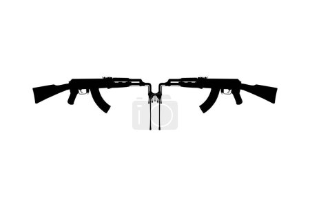 Illustration for Melting Weapon Silhouette for Art Illustration, for Symbolism About No War, Anti War, Peace, or War Is Over. Vector Illustration - Royalty Free Image