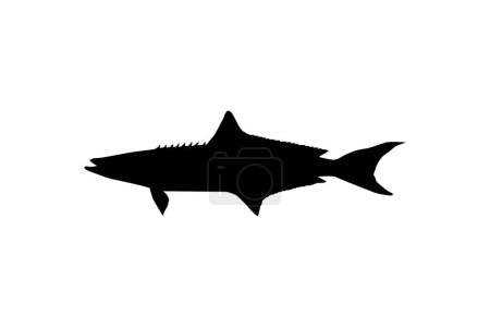 Ilustración de Cobia Fish Silhouette, también conocido como pez rey negro, salmón negro, ling, pez limón, cangrejo, hijo pródigo, bacalao y bonito negro. Ilustración vectorial - Imagen libre de derechos