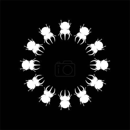Circle Shape Silhouette of the Horn Beetle or Oryctes Rhinoceros, Dynastinae, puede usarse para ilustración de arte, logotipo, pictograma, sitio web, aplicaciones o elemento de diseño gráfico. Ilustración vectorial