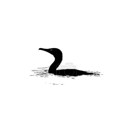 Ilustración de La Garza Negra (Egretta Ardesiaca) en el agua, también conocida como la Silueta de Garza Negra para Ilustración de Arte, Logo, Pictograma, Sitio Web o Elemento de Diseño Gráfico. Ilustración vectorial - Imagen libre de derechos