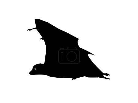 Silhouette of the Flying Fox or Bat for Art Illustration, Icon, Symbol, Pictogram, Logo, Website, or Graphic Design Element. Vector Illustration