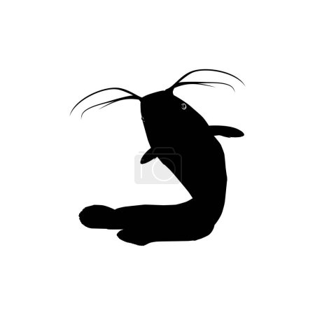 Illustration for Catfish Silhouette for Logo type, Art Illustration, Apps, Website, Pictogram or Graphic Design Element. Vector Illustration - Royalty Free Image