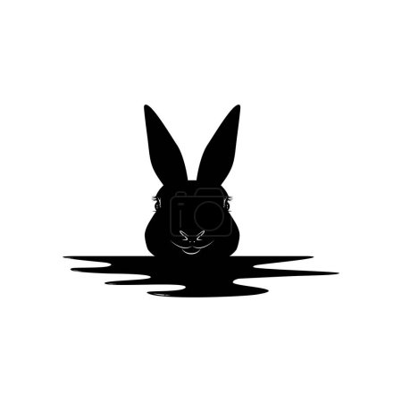 Illustration for Bloody Rabbit Head Silhouette, Sign for Art Illustration, Book Cover, or Movie Icon Symbol with Genre Horror, Thriller, Gore, Sadistic, Splatter, Slasher, Mystery, Scary or Halloween Poster Film. - Royalty Free Image