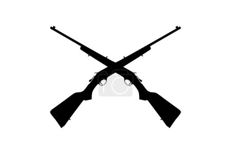 Photo for Weapon Silhouette, a long gun is a category of firearms with long barrels, for Pictogram. Logo, Apps, Website, Art Illustration or Graphic Design Element. Vector Illustration - Royalty Free Image