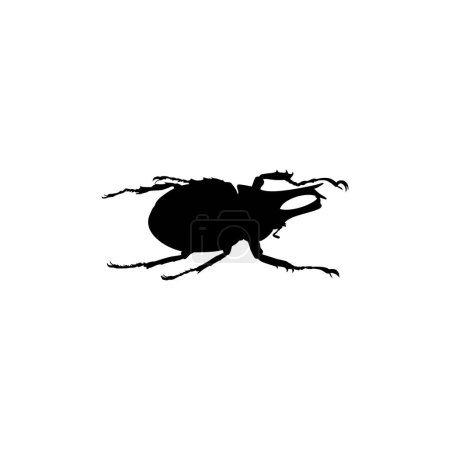 Silhouette of the Horn Beetle or Oryctes Rhinoceros, Dynastinae, can use for Art Illustration, Logo, Pictogram, Website, Apps or Graphic Design Element. Vector Illustration