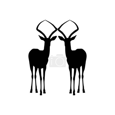 Téléchargez les illustrations : Paire de la silhouette antilope pour type de logo, illustration d'art, pictogramme, applications, site Web ou élément de conception graphique. Illustration vectorielle - en licence libre de droit