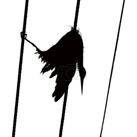 Illustration for Dead Bird on the Electrical Wire Silhouette Illustration Based on My Photography. Vector Illustration - Royalty Free Image