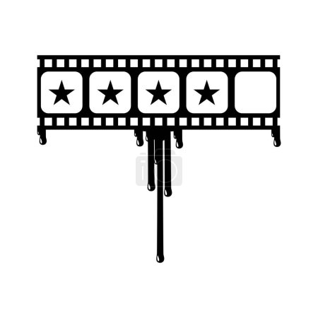 Illustration for Star Rate Sign in the Bloody Filmstrip  Silhouette. Rating Icon Symbol for Film or Movie Review with Genre Horror, Thriller, Gore, Sadistic, Splatter, Slasher, Mystery, Scary. Rating 4 Star. Vector Illustration - Royalty Free Image