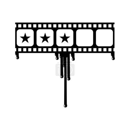 Illustration for Star Rate Sign in the Bloody Filmstrip  Silhouette. Rating Icon Symbol for Film or Movie Review with Genre Horror, Thriller, Gore, Sadistic, Splatter, Slasher, Mystery, Scary. Rating 3 Star. Vector Illustration - Royalty Free Image