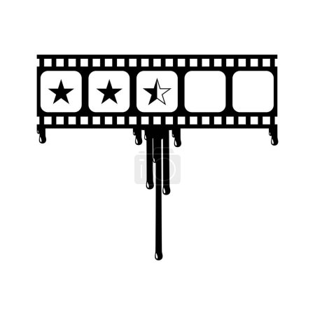 Illustration for Star Rate Sign in the Bloody Filmstrip  Silhouette. Rating Icon Symbol for Film or Movie Review with Genre Horror, Thriller, Gore, Sadistic, Splatter, Slasher, Mystery, Scary. Rating 2,5 Star. Vector Illustration - Royalty Free Image