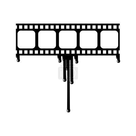 Star Rate Sign in the Bloody Filmstrip  Silhouette. Rating Icon Symbol for Film or Movie Review with Genre Horror, Thriller, Gore, Sadistic, Splatter, Slasher, Mystery, Scary. Rating 0 Star. Vector Illustration