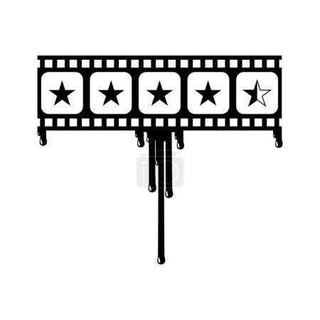 Illustration for Star Rate Sign in the Bloody Filmstrip  Silhouette. Rating Icon Symbol for Film or Movie Review with Genre Horror, Thriller, Gore, Sadistic, Splatter, Slasher, Mystery, Scary. Rating 4,5 Star. Vector Illustration - Royalty Free Image