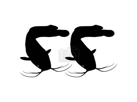 Illustration for Pair of the Catfish Silhouette for Logo type, Art Illustration, Apps, Website, Pictogram or Graphic Design Element. Vector Illustration - Royalty Free Image