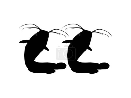 Illustration for Pair of the Catfish Silhouette for Logo type, Art Illustration, Apps, Website, Pictogram or Graphic Design Element. Vector Illustration - Royalty Free Image