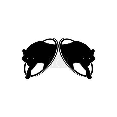 Foto de Silueta del Lobo Levántate del Agujero del Círculo para Tipo de Logo. Ilustración vectorial - Imagen libre de derechos