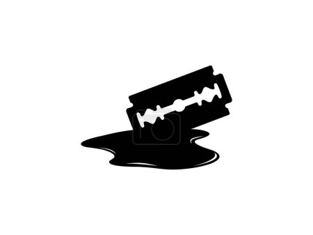 Illustration for Bloody Razor Blade Silhouette, Visual Illustration for Genre Horror, Thriller, Gore, Sadistic, Splatter, Slasher, Mystery, Scary or Halloween Poster Film Movie. Vector Illustration - Royalty Free Image