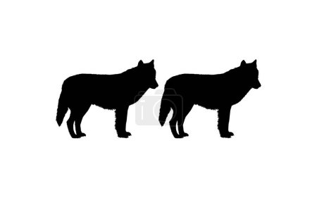 Illustration for Pair Wolf Silhouette for Logo Type, Art Illustration, Pictogram, Website, Apps or Graphic Design Element. Vector Illustration - Royalty Free Image