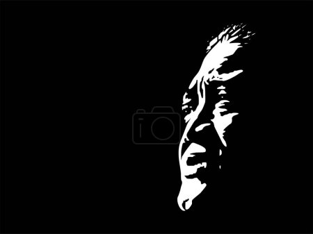 Illustration for Yogyakarta, Indonesia, 06 July 2023. Didi Kempot Line Art. Silhouette Portrait of Didi Kempot, Famous Javanese Singer and Legend. Vector Illustration - Royalty Free Image